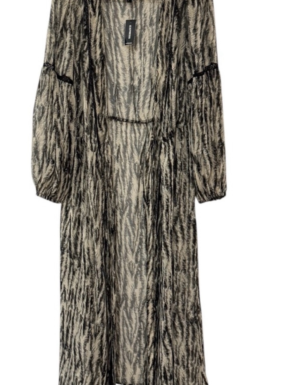 Express Long Sleeve Maxi Swim Coverup in Cream and Black